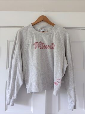 Old Navy Disney Grey Minnie Embroidered Sweatshirt with Red Details Heart Bow L